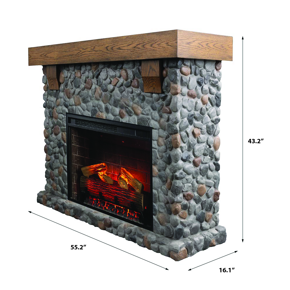 Glenbrook River Rock Mantel & 28" Firebox by Country Living line art