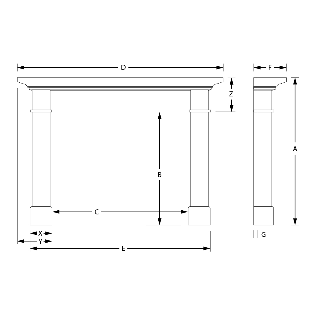 Arden 48" x 41" Wood Mantel line art