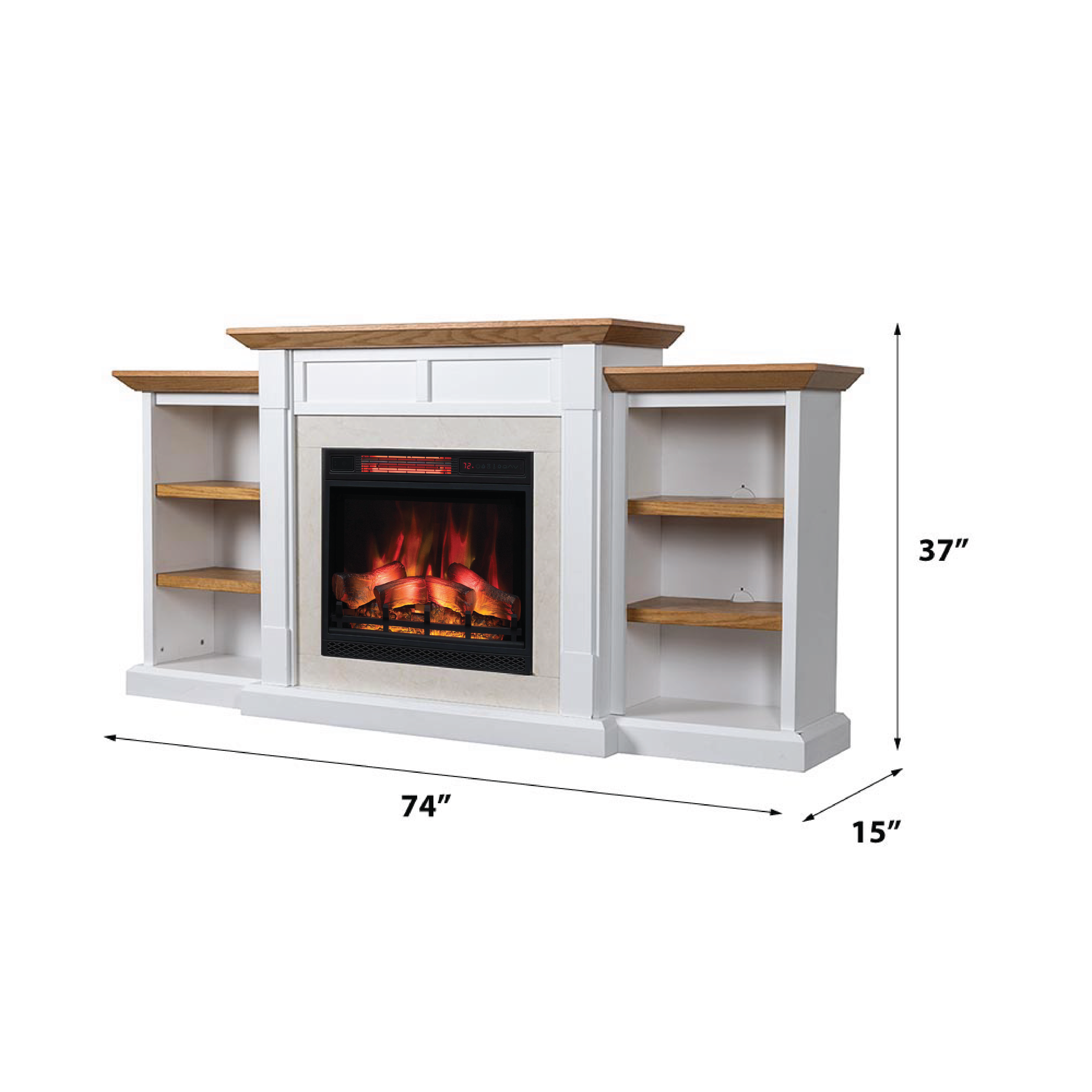 Belhaven Mantel Bookcase & 23" Firebox line art
