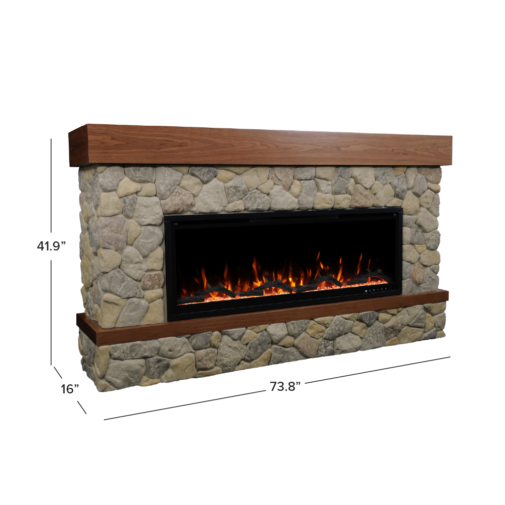 Brookstone River Rock Mantel & 50" Linear Firebox by Country Living line art