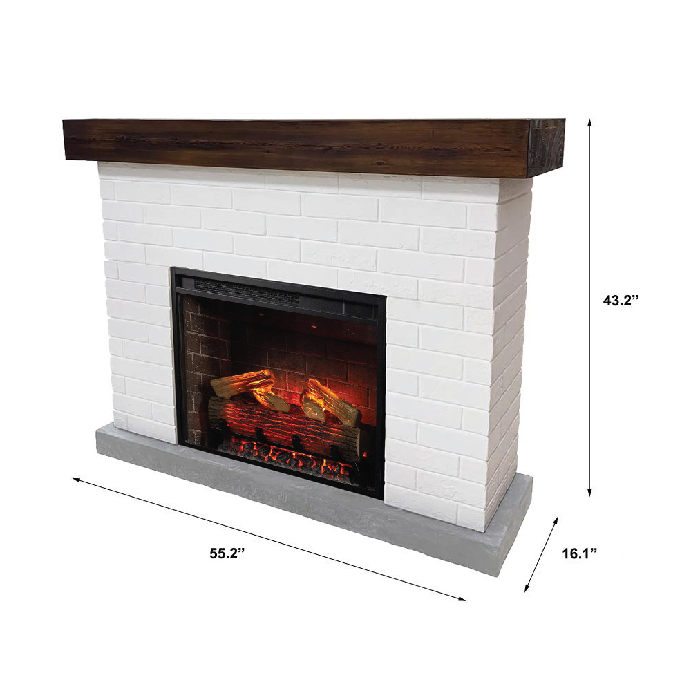 Jackson White Brick Mantel & 28" Firebox by Country Living line art